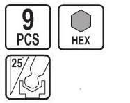 Sada kľúčov imbusových Hex s guličkou 2.5 - 10 mm 9 ks