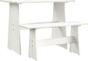 Jedálenský stôl s lavicou biely masívne