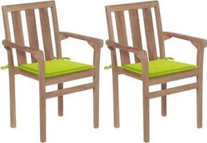 Záhradná stolička 2 ks jasno zelené podušky