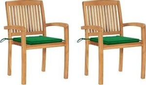 Záhradná stolička 2 ks zelené podušky