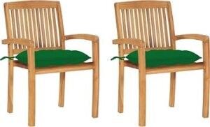 Záhradná stolička 2 ks zelené podušky