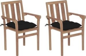 Záhradná stolička 2 ks čierne podušky